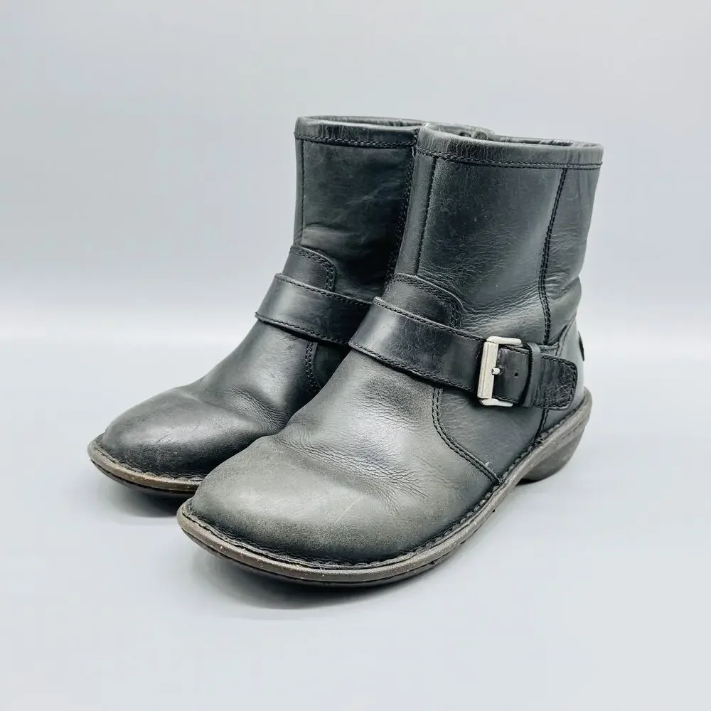 UGG Boots Womens 5 Leather Shearling Lined Buckle Winter Casual Shoes